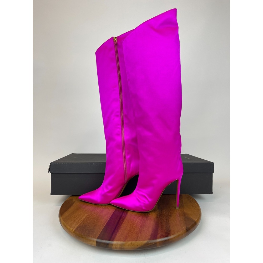 Alexandre Vauthier Alexhigh Womens Heeled Fuchsia‎ Satin Knee High Boots Size 39
